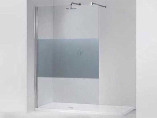 Novellini Giada inloopdouche H 98 100x195cn met muursteun 100cm mat chroom profiel en helder glas met satinband - Novellini Giada inloopdouche
