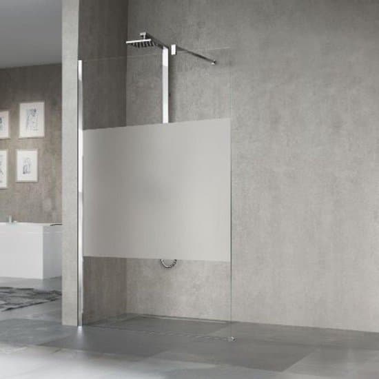 Novellini Giada inloopdouche H 98 100x195cn met muursteun 100cm mat chroom profiel en helder glas met satinband - Novellini Giada inloopdouche