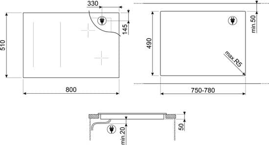 Smeg Linea SIM1864DG kookplaat Grijs Ingebouwd 80 cm Inductiekookplaat zones 6 zone(s)