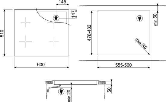 Smeg Linea SIM1644DG kookplaat Grijs Ingebouwd 60 cm Inductiekookplaat zones 4 zone(s)