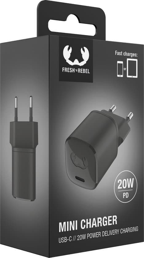 Fresh ’n Rebel USB-C mini Snellader – USB-C oplader – 20W PD – Compact en Veilig – Storm Grey