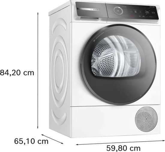 Bosch Serie 8 WQB246D41 – Vrijstaand – Voorbelading – Warmtepomp – Wit – Knoppen – 112 l – DE display