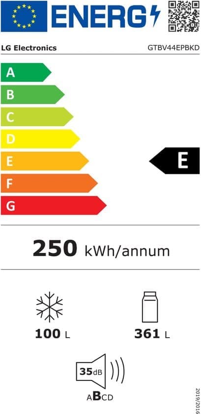 LG – GTBV44EPBKD Koel-vriescombinatie