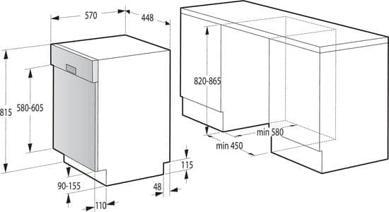 Gorenje Inbouwvaatwasser GI 561 D 10 S EB – 11 couverts – Energielabel D