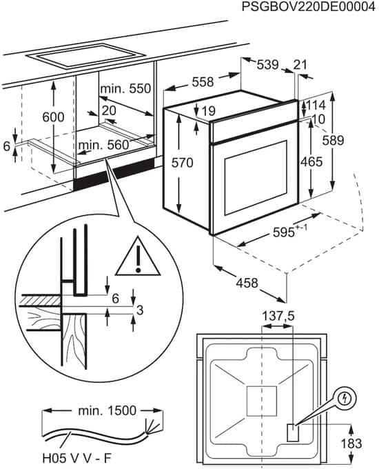 AEG Inbouwoven BPE53516AB – 59,5 cm – Zwart