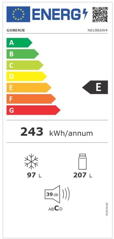 Gorenje Koel-vriescombinatie N619EAW4 – 304 liter – Energielabel E