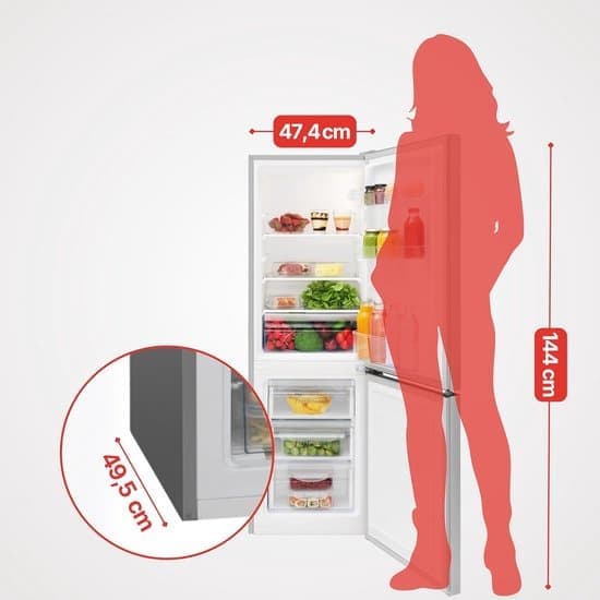 Amica AKG 3840 Koelvriescombinatie, vrijstaand, 144 cm, 157 l netto inhoud met superkoelfunctie en supervriesfunctie, roestvrijstalen look