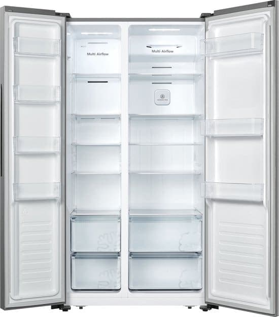Hisense RS677N4ACC, Vrijstaand, Amerikaanse deur, Grijs, Roestvrijstaal, Touch, LED, Binnenin