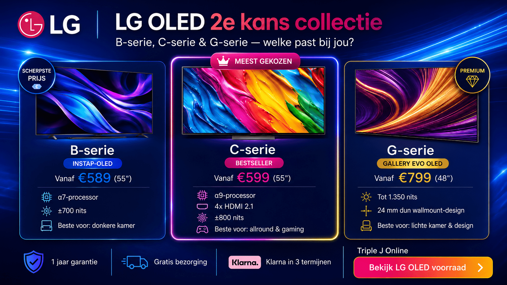 LG OLED TV kopen — C-serie, B-serie en G-serie in 2e kans