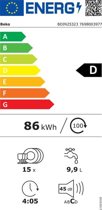 Beko Inbouw vaatwasser BDIN25323 – Wit – 59,8 cm