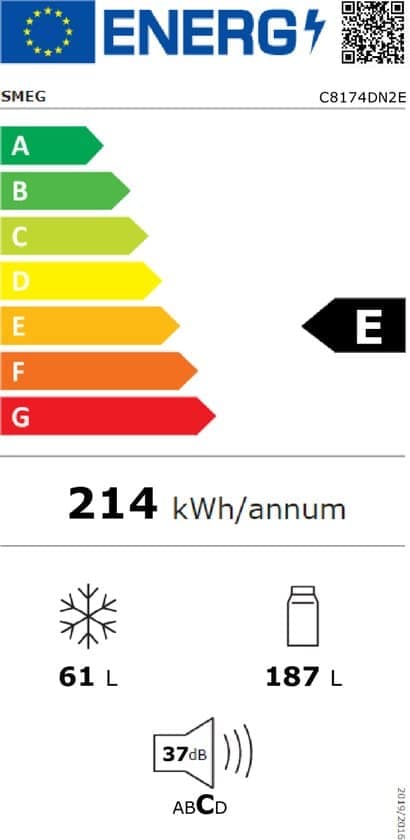 Smeg C8174DN2E koel-vriescombinatie Ingebouwd 248 l Wit