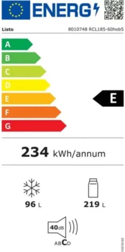 Listo Koel-vriescombinatie RCL185-60hob5 – Energielabel E