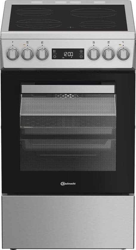 Bauknecht B5V8LMX, Vrijstaand fornuis, Zwart, Zilver, Draaiknop, Touch, Zilver, Voorkant, Keramisch