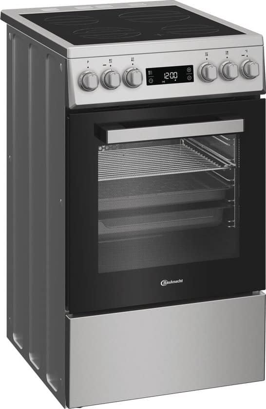 Bauknecht B5V8LMX, Vrijstaand fornuis, Zwart, Zilver, Draaiknop, Touch, Zilver, Voorkant, Keramisch
