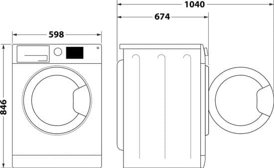 Bauknecht BT 86B WB, Vrijstaand, Voorlader, Warmtepomp, Wit, Draaiknop, Touch, Rechts – Duits Display