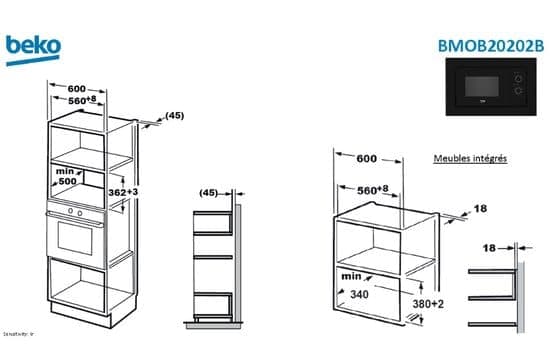 inbouw solo magnetron 20l 800w zwart – beko – BMOB20202B