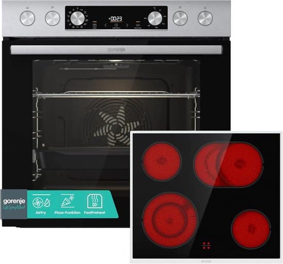 GORENJE Inox Set 4 BCS6737E06X + ECD634SC, kookplaatset (glaskeramische kookplaat, A, 77 l)