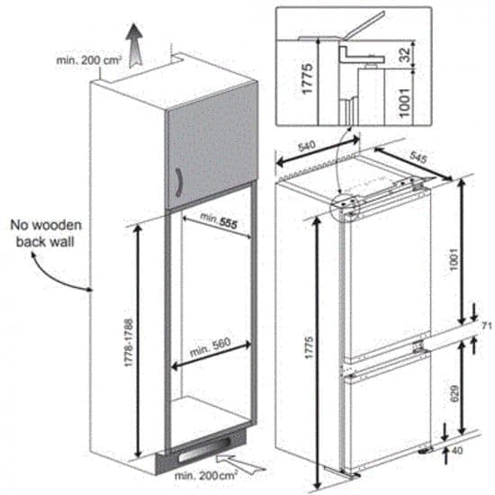 Beko BCHA275K4SN | inbouw koelvriescombinatie | 178 cm | Sleepdeur