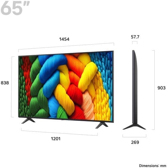 LG NanoCell AI NANO80 65NANO80A6B 165,1 cm (65″) 4K Ultra HD Smart TV Wifi Zwart
