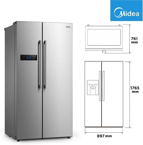 Midea Amerikaanse koelkast MERS530FGD02 – 532 liter – Energielabel D