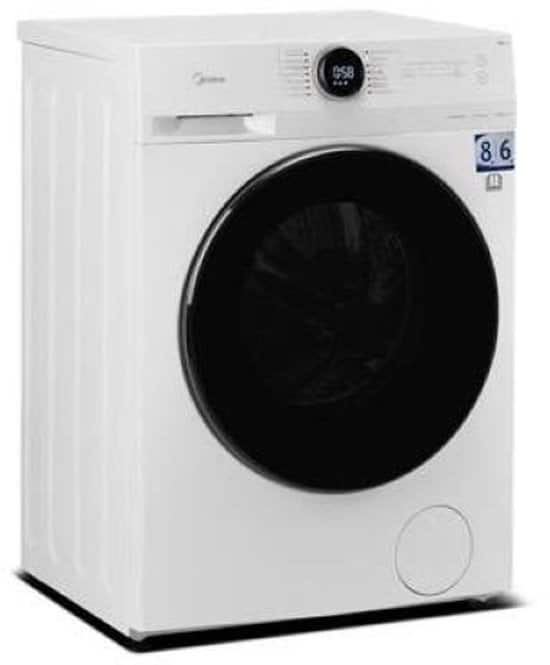 Midea MF200D86WB-14EAS, Voorlader, Vrijstaand, Wit, Links, Zwart, LED – Duits Display