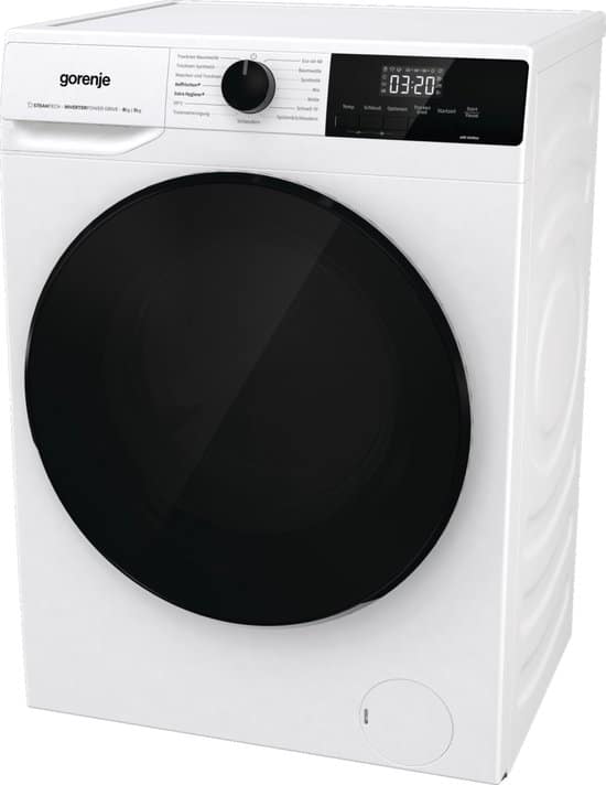 Gorenje WDAM854AP, Voorbelading, Vrijstaand, Wit, Duits Display