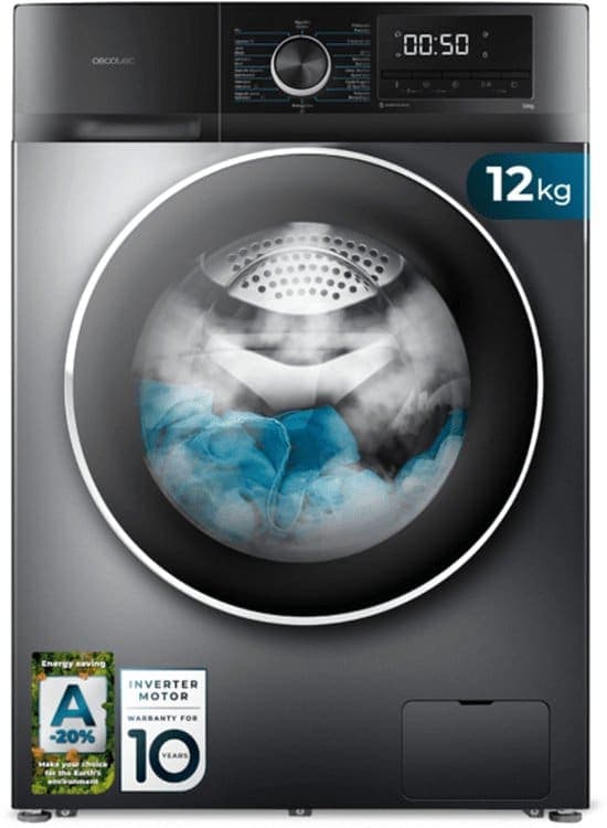 Cecotec A01_EU01_100638 wasmachine Voorlader 12 kg 1400 RPM Grijs