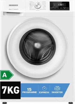 HEINRICH'S Wasmachine HWM 6107W 7 kg, 1400 tpm, 15 programma's, energieklasse A, LED & Aqua-Stop Duits Display