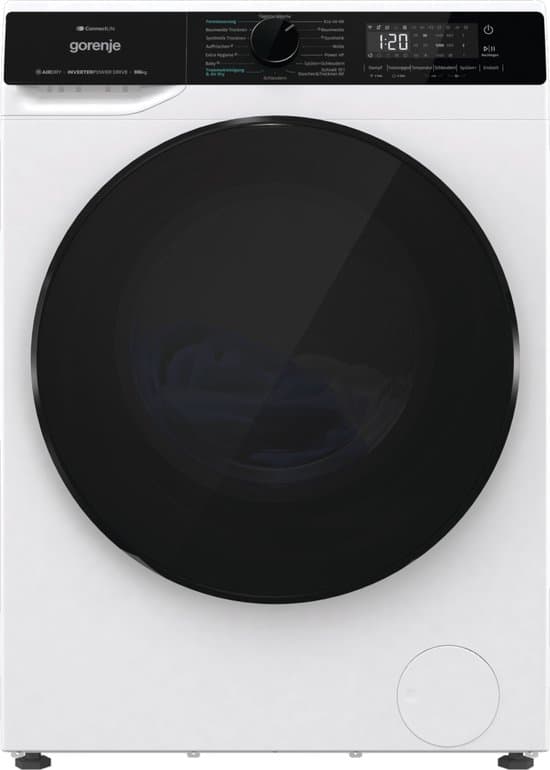 Gorenje G600 WD2PA964ADW/DE, Voorlader, Vrijstaand, Wit, Links, Zwart, Zwart