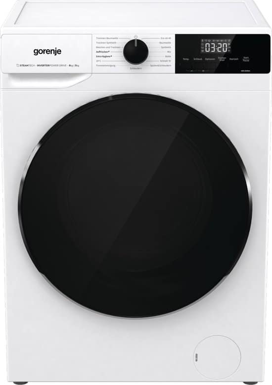 Gorenje WDAM854AP, Voorbelading, Vrijstaand, Wit, Duits Display