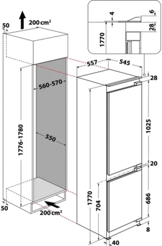 Bauknecht Kgitn18mmf4 – Inbouw koelvriescombinatie – 177 cm – NoFrost