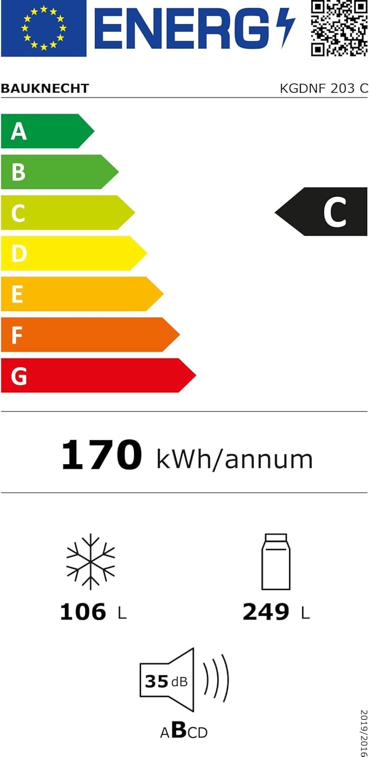 Bauknecht KGDNF 203 C koel-vriescombinatie Vrijstaand 355 l Roestvrijstaal