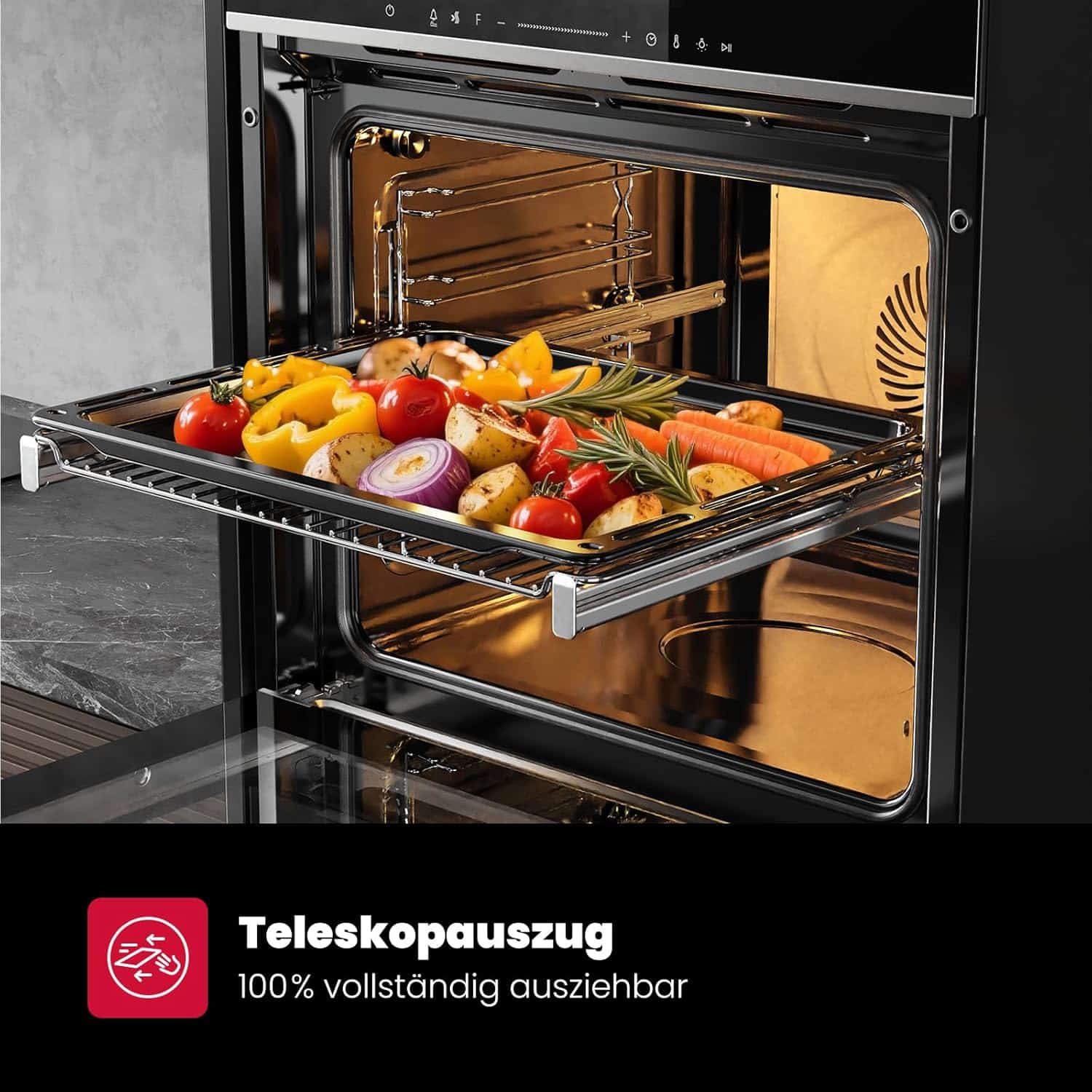 GASLAND ES616321TSH Inbouwoven 74L, Full-Touch LED-display