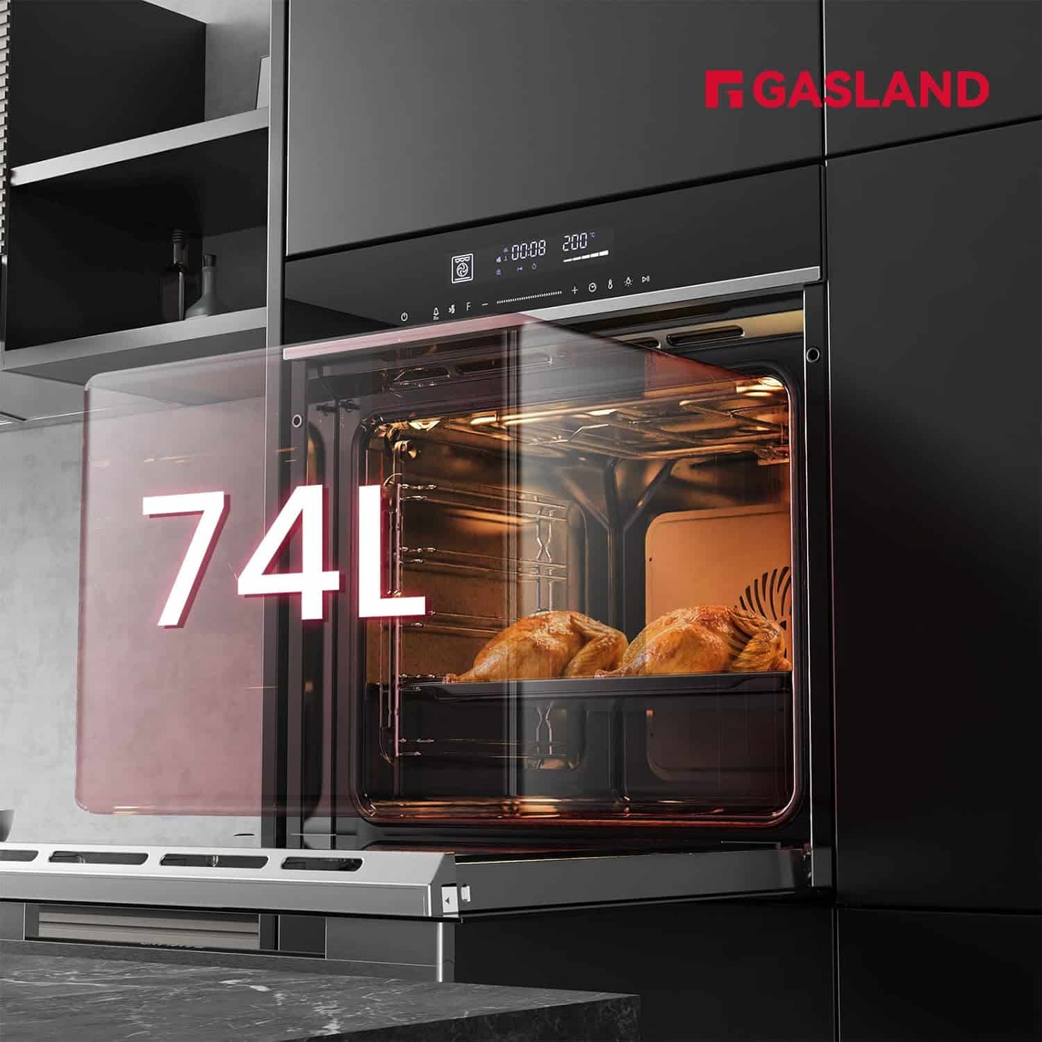 GASLAND ES616321TSH Inbouwoven 74L, Full-Touch LED-display