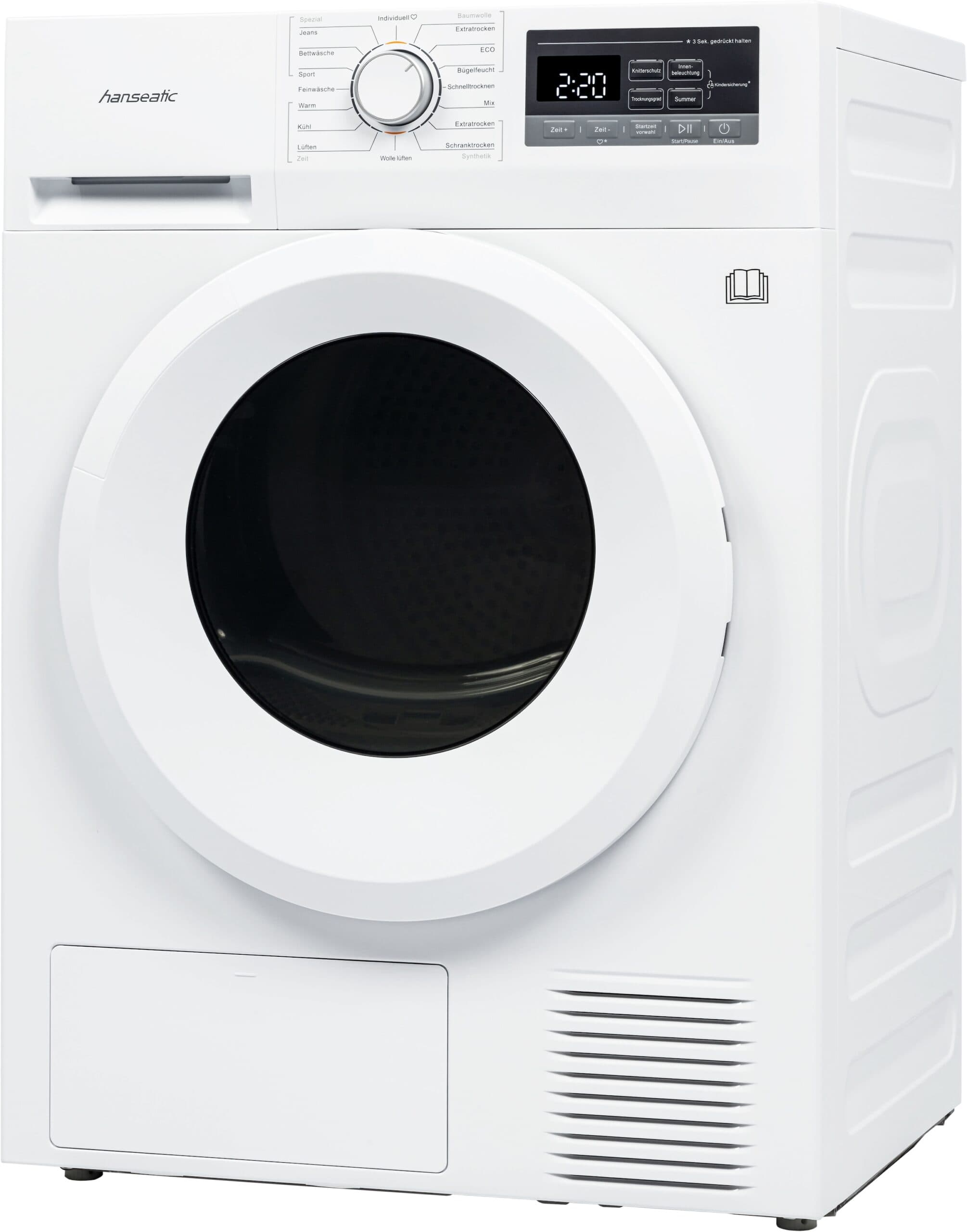 Hanseatic HWT8EGT Warmtepompdroger 8 kg – Eco, kreukbescherming