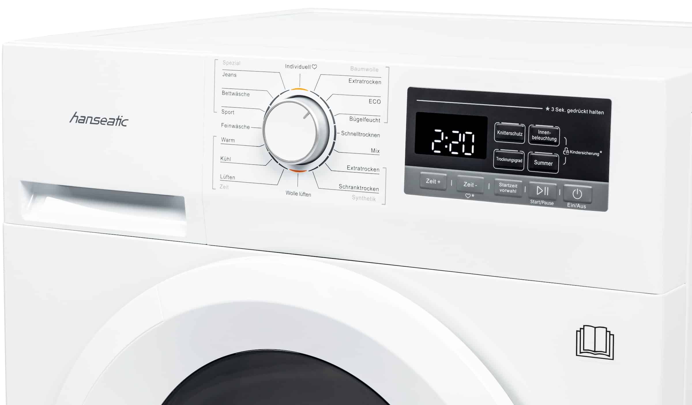 Hanseatic HWT8EGT Warmtepompdroger 8 kg – Eco, kreukbescherming