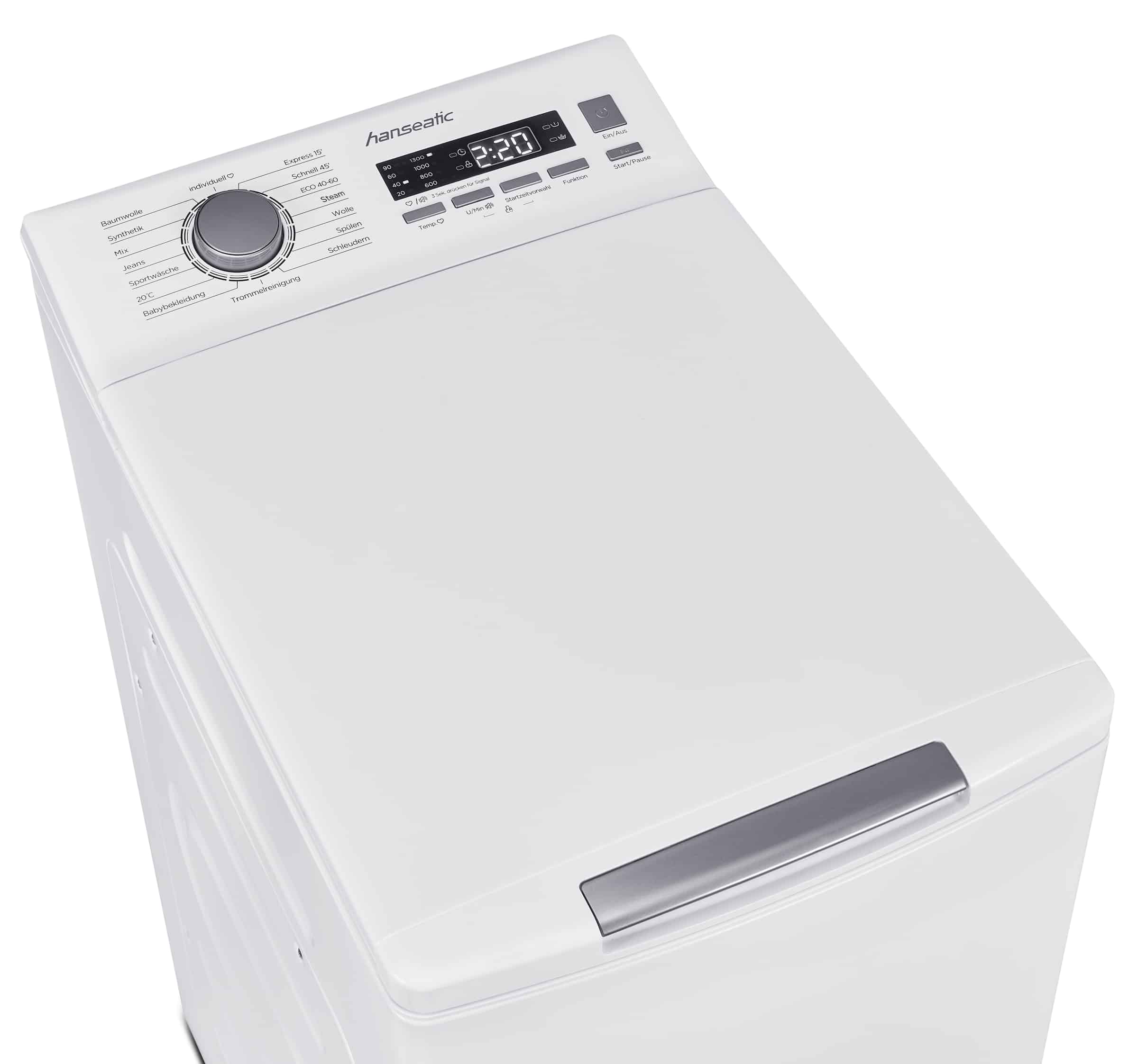 Hanseatic HTW8013A Bovenlader Wasmachine 8 kg 1300 tpm – Duits Display