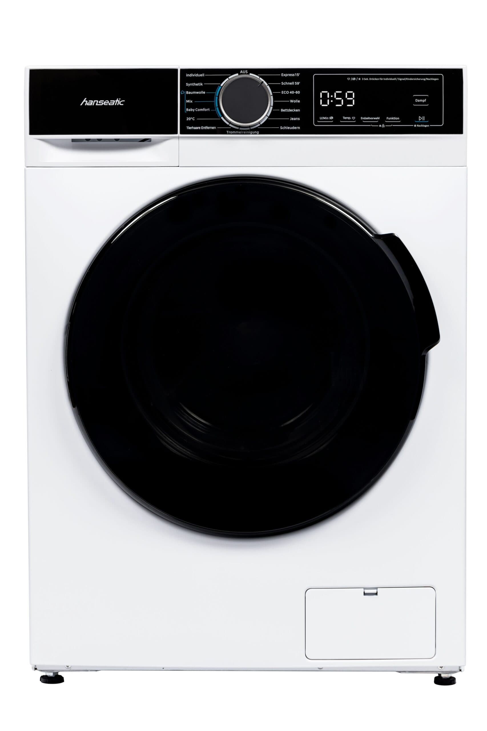 Hanseatic HWMA714A Wasmachine 7 kg 1400 tpm – Voorlader, Stoom – Duits Display