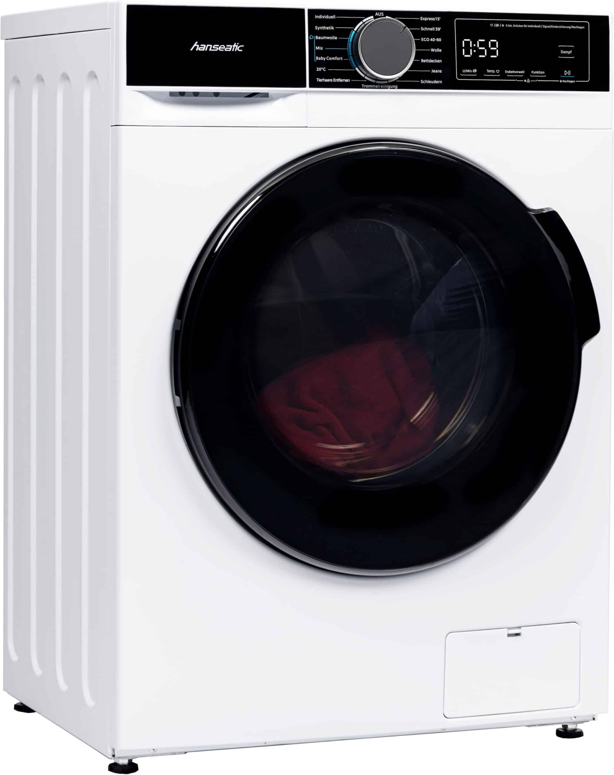 Hanseatic HWMA714A Wasmachine 7 kg 1400 tpm – Voorlader, Stoom – Duits Display