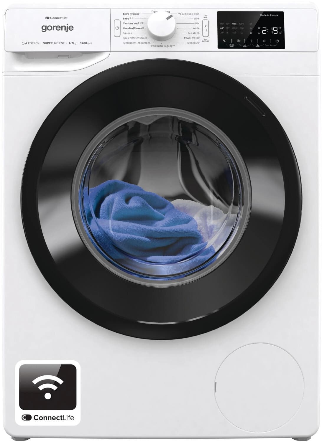 Gorenje PNEI74SA1DTS Wasmachine 7 kg – Voorlader, Slimme techniek – Duits Display