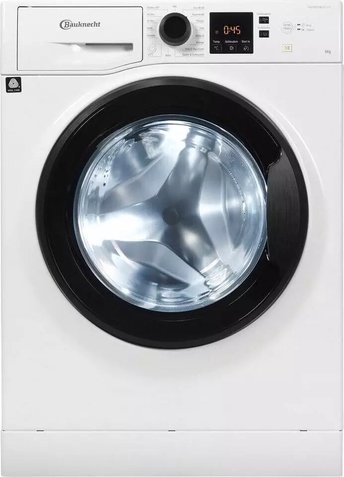 Bauknecht Super Eco 845 A Wasmachine 8 kg 1400 tpm – Voorlader, Energieklasse A, Wit, Duits Display
