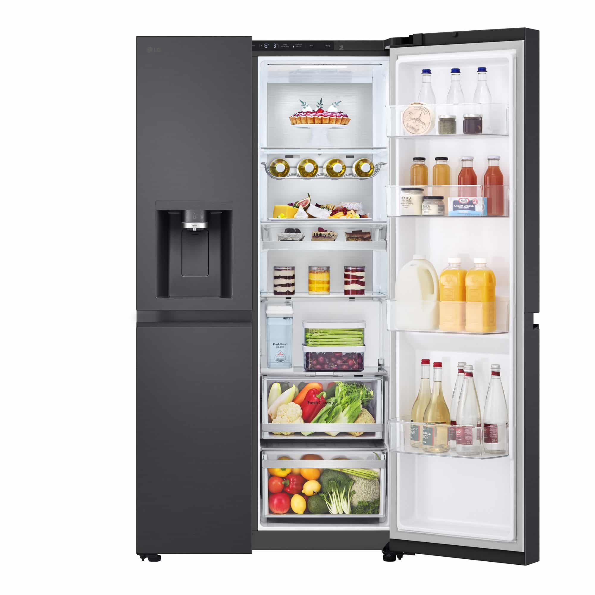 LG GSLE91EVAC Amerikaanse Koelkast Side-by-Side 628 l – Water-/ijsdispenser (geen wateraansluiting nodig), NoFrost