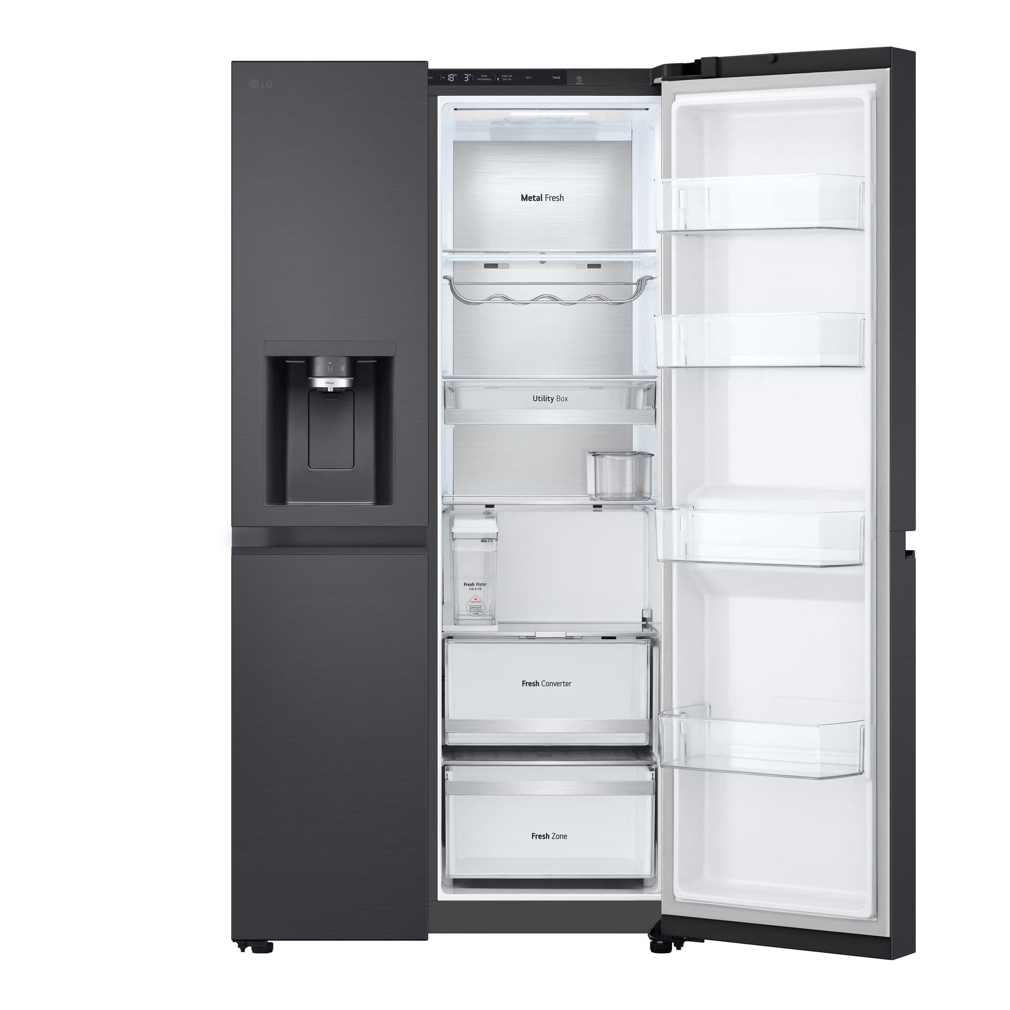 LG GSLE91EVAC Amerikaanse Koelkast Side-by-Side 628 l – Water-/ijsdispenser (geen wateraansluiting nodig), NoFrost