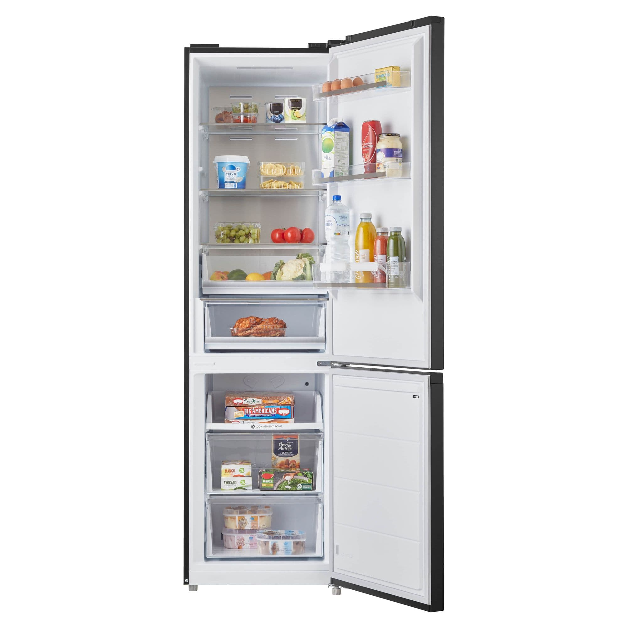Inventum KV2010B Koel-vriescombinatie 378 l 201 cm – Zwart RVS, NoFrost, Energieklasse A