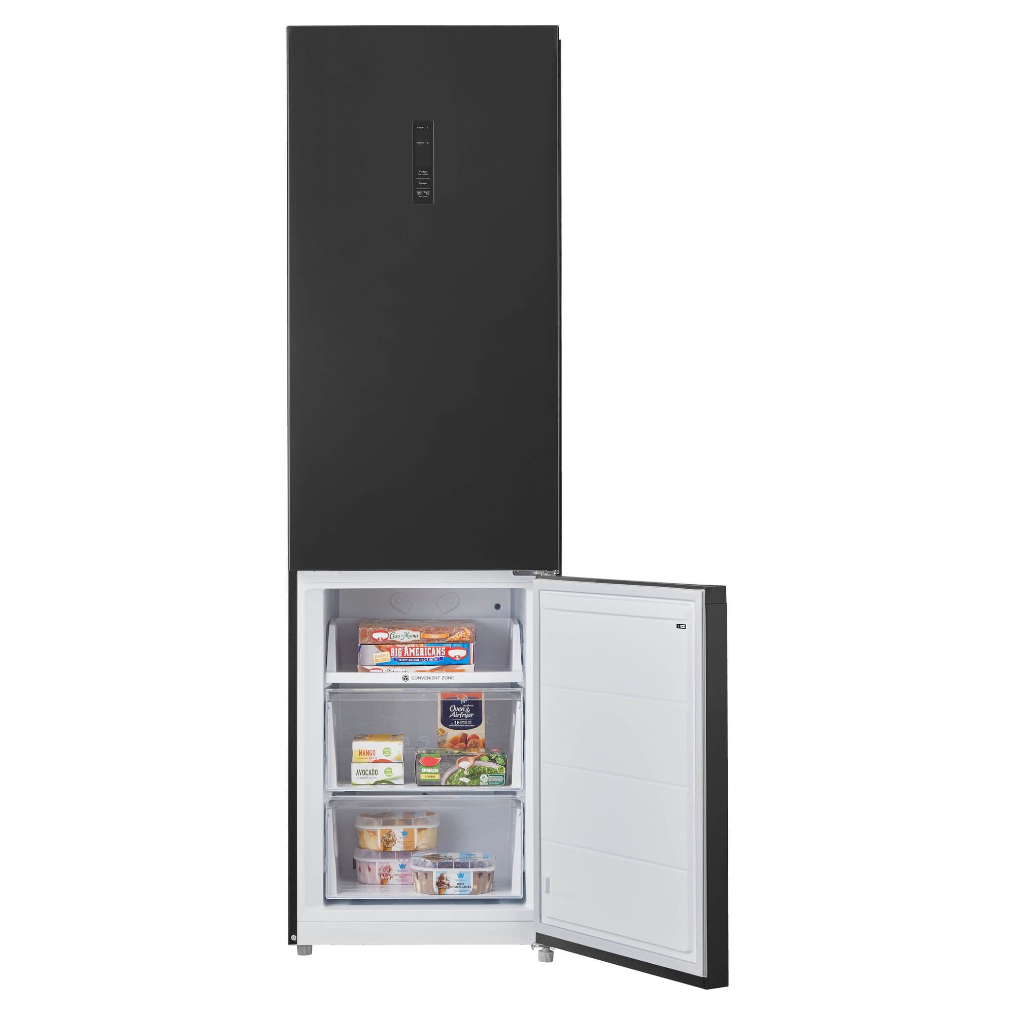 Inventum KV2010B Koel-vriescombinatie 378 l 201 cm – Zwart RVS, NoFrost, Energieklasse A