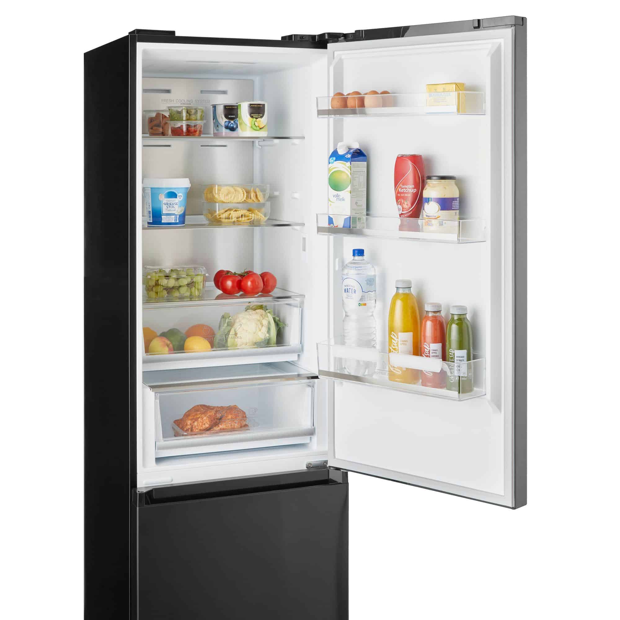 Inventum KV2010B Koel-vriescombinatie 378 l 201 cm – Zwart RVS, NoFrost, Energieklasse A