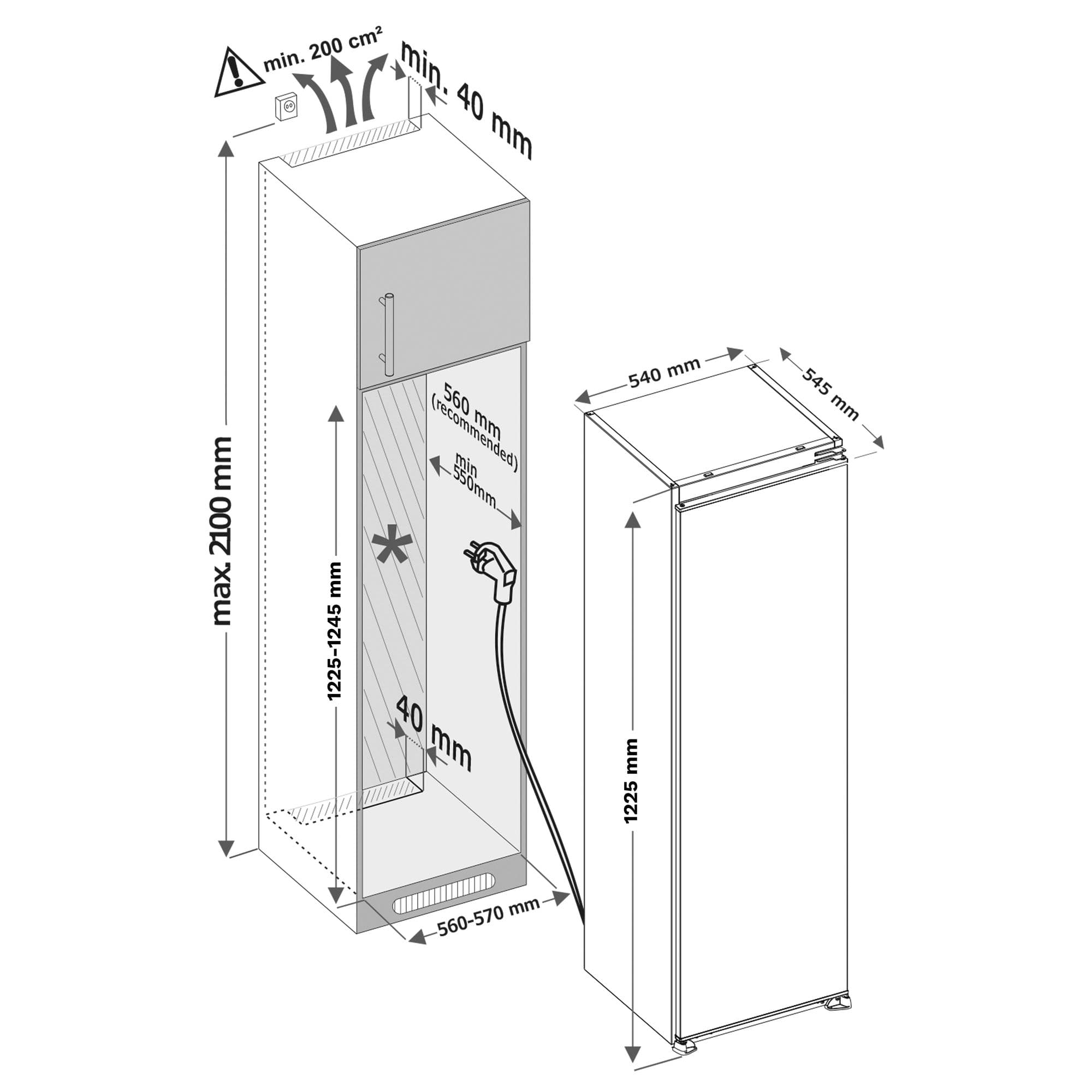 Inventum IKK1222S Inbouw Koelkast 193 l – Nis 122 cm (sleepdeur)