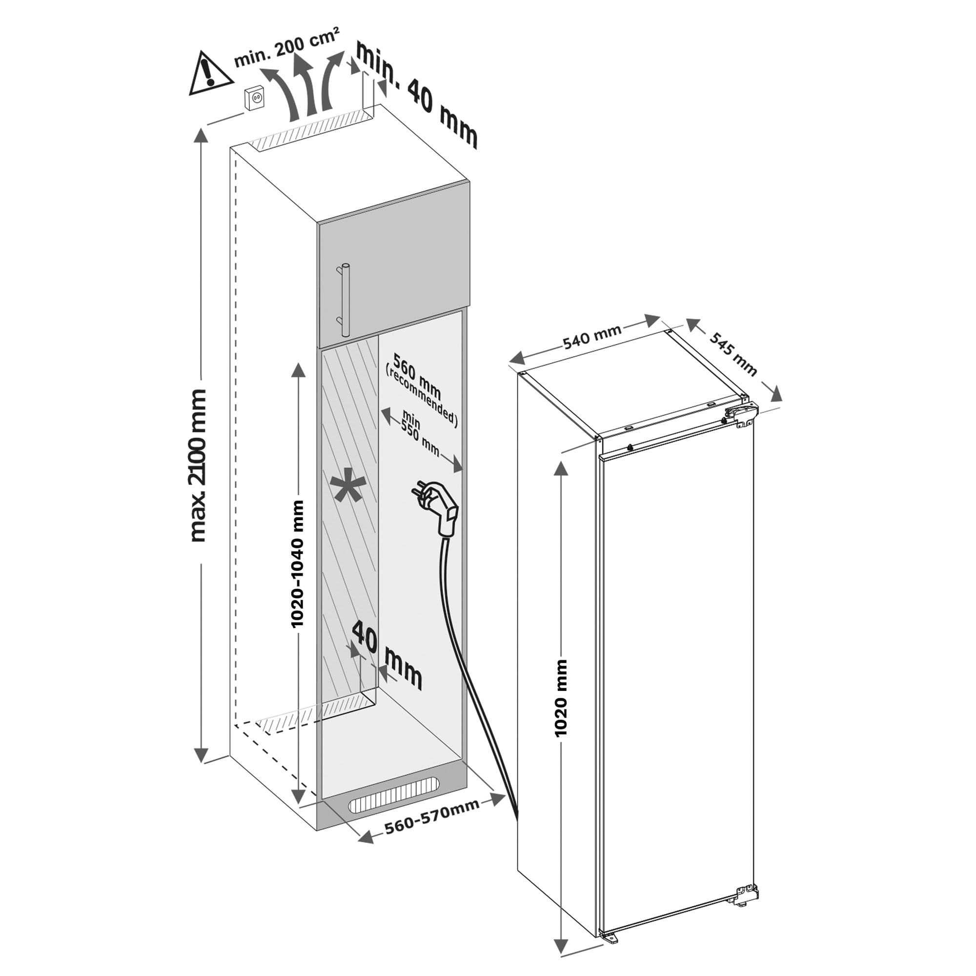 Inventum IKK1022D Inbouw Koelkast 154 l – Nis 102 cm (deur-op-deur)