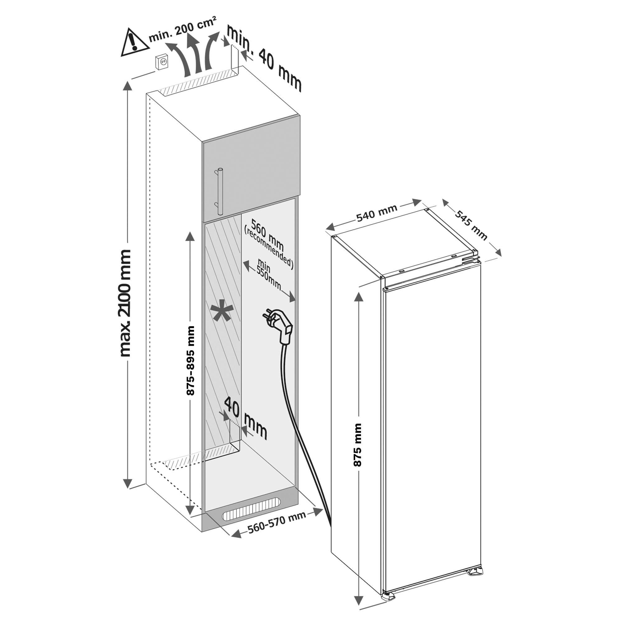 Inventum IKK0882S Inbouw Koelkast 126 l – Nis 88 cm (sleepdeur)