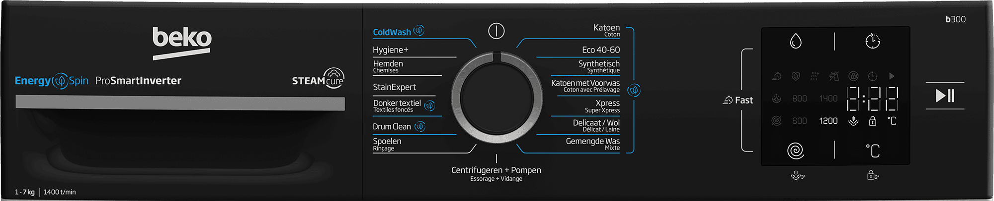 Beko BM3WFU3741B Wasmachine 7 kg 1400 tpm – Voorlader, EnergySpin
